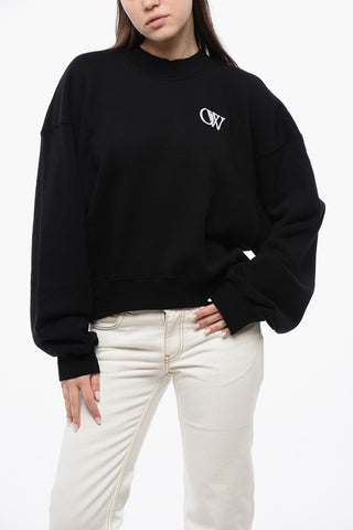 Cotton Crew-neck Sweatshirt with Contrast Embroidery