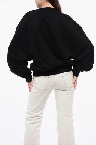 Cotton Crew-neck Sweatshirt with Contrast Embroidery