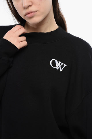 Cotton Crew-neck Sweatshirt with Contrast Embroidery
