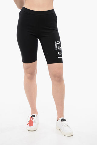 ICON Shorts Ciclista in Cotone Stretch con Logo Stampato