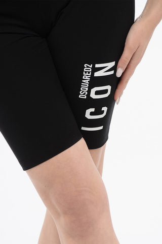 ICON Shorts Ciclista in Cotone Stretch con Logo Stampato