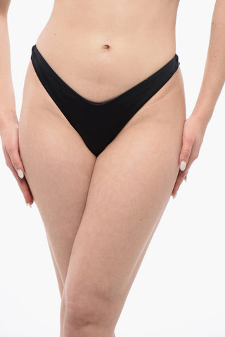 ICON Solid Color Bikini Bottoms with Contrasting Logo