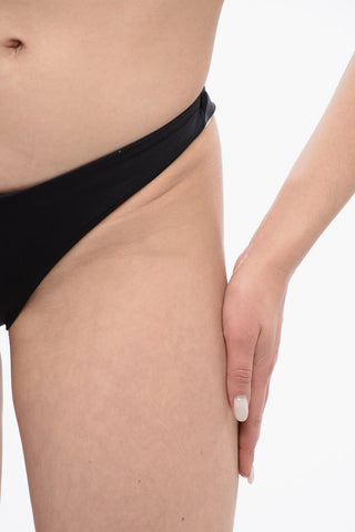 ICON Solid Color Bikini Bottoms with Contrasting Logo