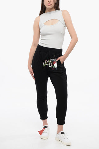 ICON Joggers in Cotone Felpato con Tasca a Toppa
