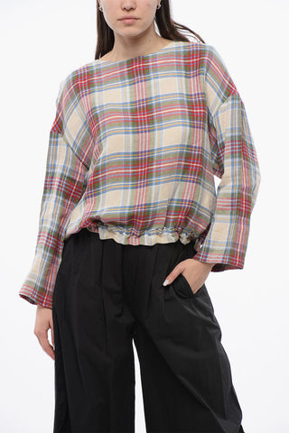 Blusa SUMMER VARSITY in Misto Lino a Quadri