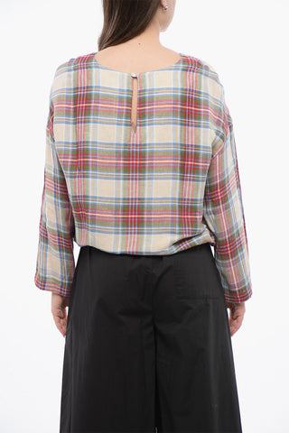 Blusa SUMMER VARSITY in Misto Lino a Quadri