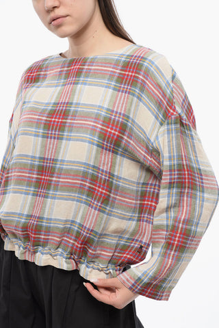 Blusa SUMMER VARSITY in Misto Lino a Quadri