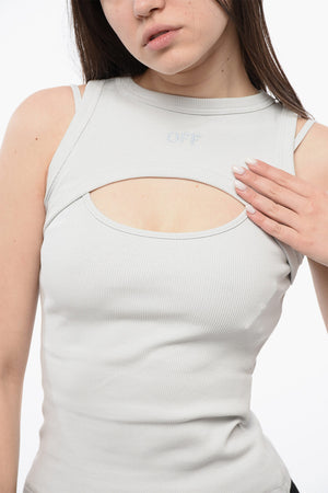 Top Crop a Costine con Dettagli Cut Out