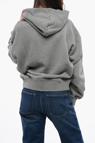 Felpa Hoodie in Cotone con Ricamo a Contrasto