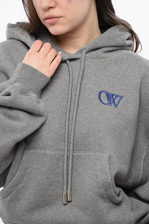 Felpa Hoodie in Cotone con Ricamo a Contrasto