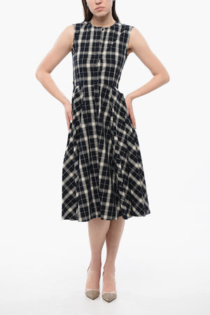 Long Sleeveless Checked Dress