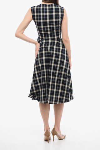 Vestito Lungo Smanicato A Quadri