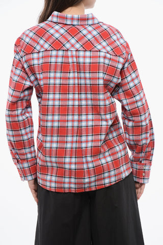 Cotton-Blend Plaid Check Overshirt with Fringed Details