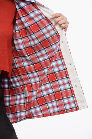 Cotton-Blend Plaid Check Overshirt with Fringed Details