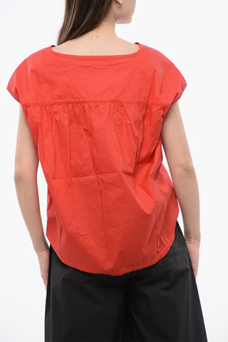 Ärmelloses Hemd aus Popeline mit Kordelzug am Saum