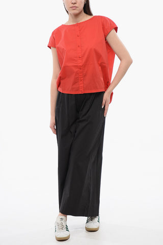 Ärmelloses Hemd aus Popeline mit Kordelzug am Saum