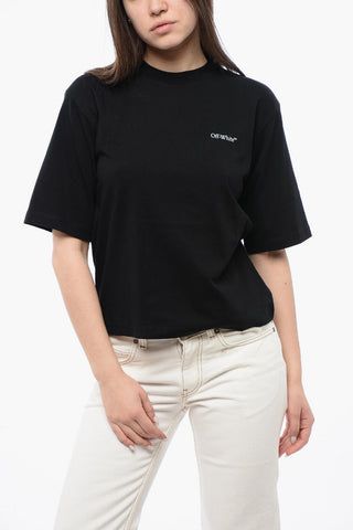 Cotton Crew-neck T-shirt with Back Floral-Motif