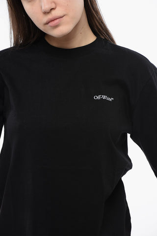 Cotton Crew-neck T-shirt with Back Floral-Motif