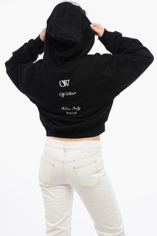 Felpa Hoodie in Cotone con Ricamo a Contrasto