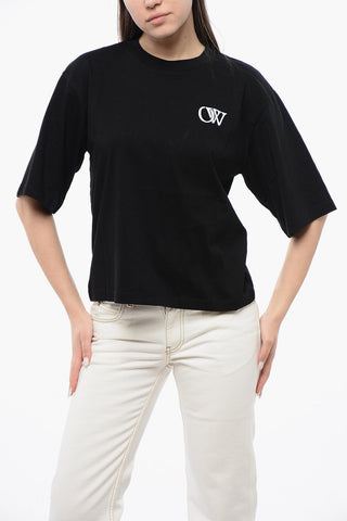 Cotton Crew-neck T-shirt With Contrast Embroidery