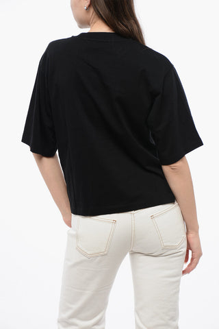 Cotton Crew-neck T-shirt With Contrast Embroidery