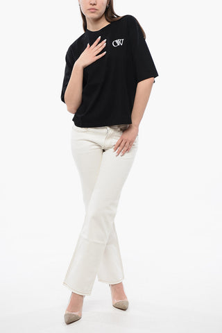 Cotton Crew-neck T-shirt With Contrast Embroidery