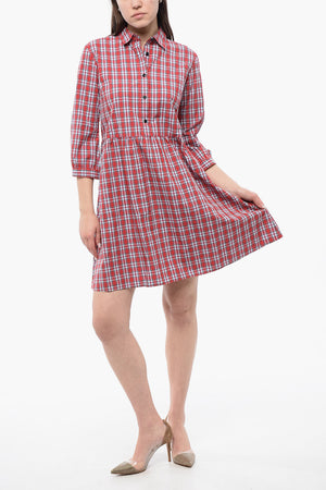 Chemisier in Cotone Plaid Check con Maniche 3/4