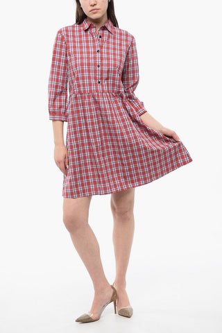 Chemisier in Cotone Plaid Check con Maniche 3/4