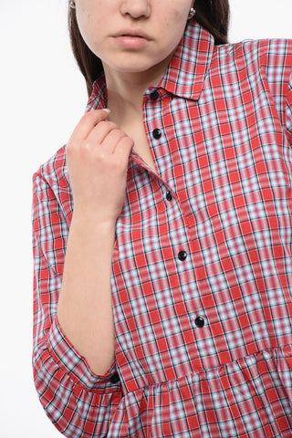 Chemisier in Cotone Plaid Check con Maniche 3/4