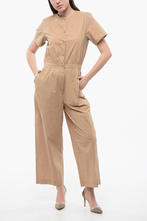 Poplin Short-Sleeve Jumpsuit