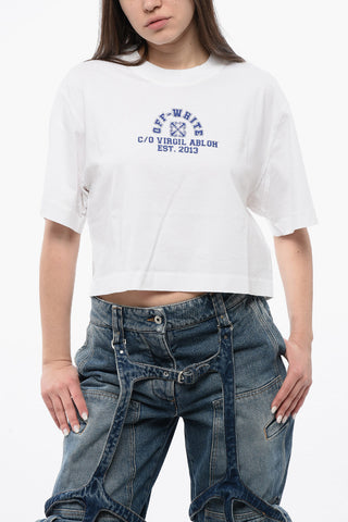 Cropped Crew-neck T-shirt with Frontal Print