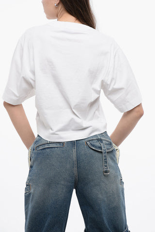 Cropped Crew-neck T-shirt with Frontal Print