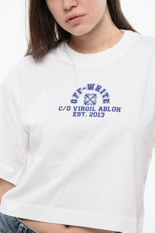 Cropped Crew-neck T-shirt with Frontal Print