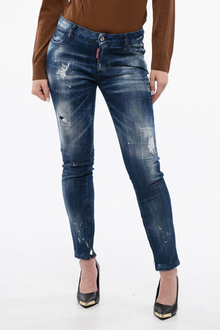 Vintage Effect Skinny Fit Jeans with Ankle Zip