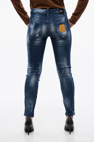 Vintage Effect Skinny Fit Jeans with Ankle Zip