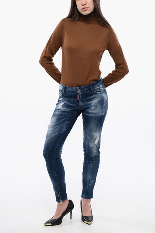 Vintage Effect Skinny Fit Jeans with Ankle Zip