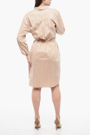 Vestito Camicia A Maniche Lunghe Con Cintura