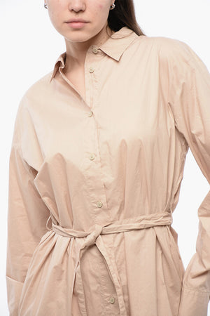 Long-Sleeve Shirt Dress with Belt