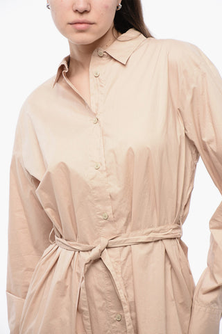 Vestito Camicia A Maniche Lunghe Con Cintura