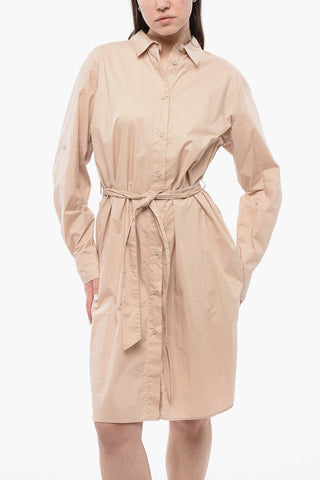 Vestito Camicia A Maniche Lunghe Con Cintura