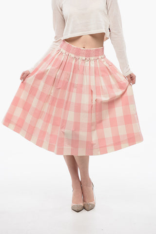Checkered High Waisetd Circle Skirt