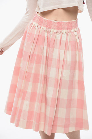 Checkered High Waisetd Circle Skirt