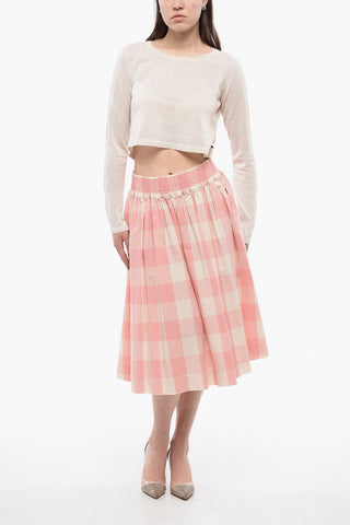 Checkered High Waisetd Circle Skirt