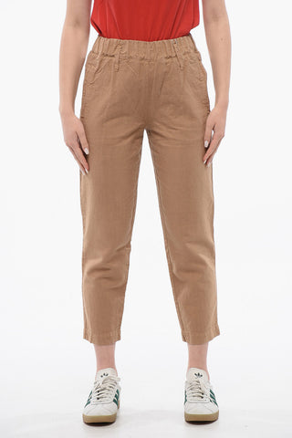 Linen Blend Chinos Pants with Elastic Waistband