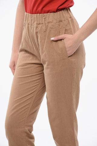 Linen Blend Chinos Pants with Elastic Waistband