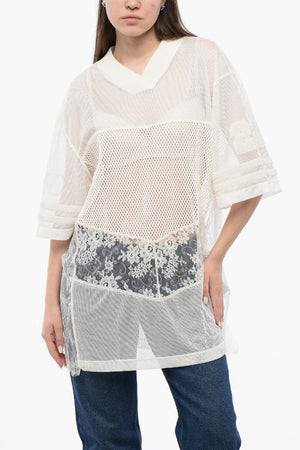 Top aus Mesh und Spitze