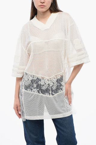 Top aus Mesh und Spitze