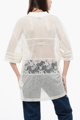 Top aus Mesh und Spitze
