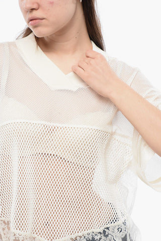 Top aus Mesh und Spitze