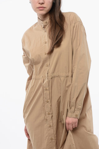 Long Sleeved Shirt Dress With Drawstring